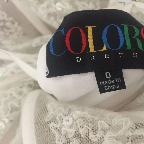 NWT Colors Dress White with Sequins Size 0